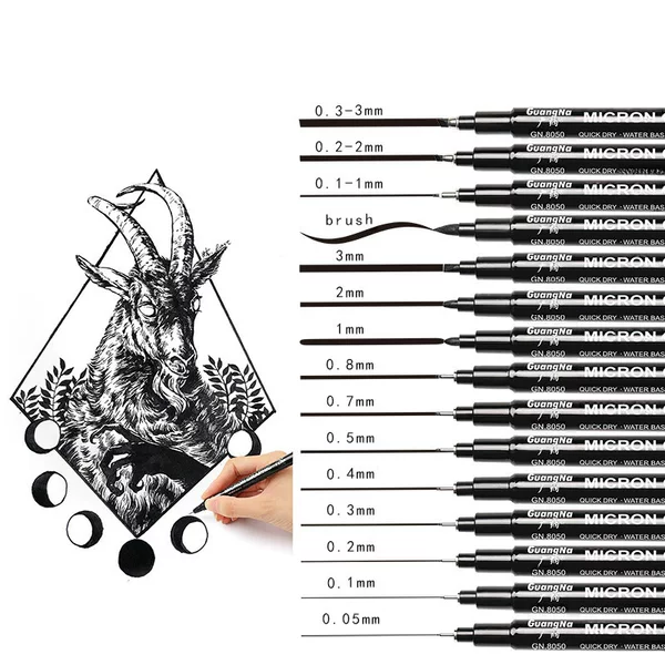Guangna Drawing Needle Pen Set for Art, Special for Comics, Hand-Drawn Drawing, Waterproof Outlining Pen, Refillable