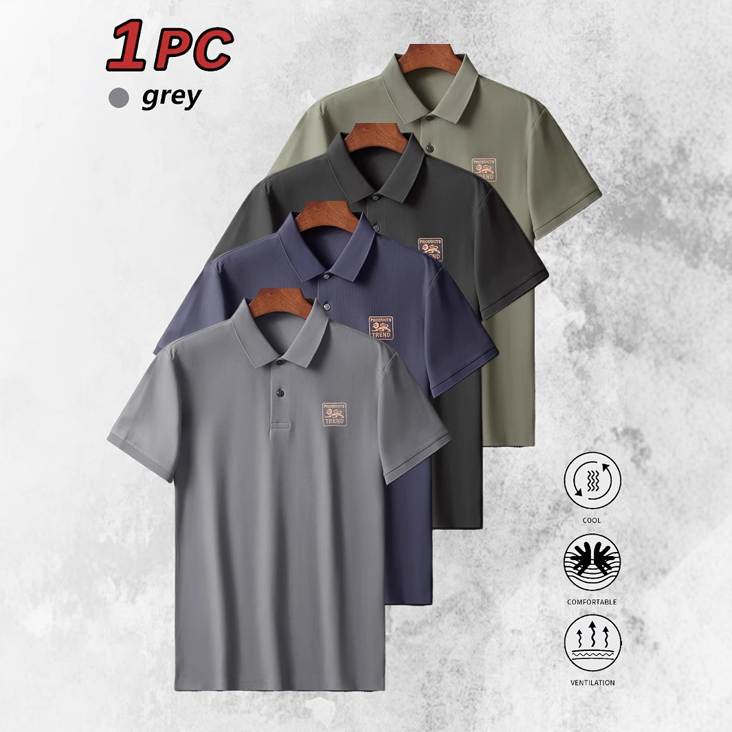 Men's Lapel Polo Shirt Summer Business Casual Short Sleeve Top Outdoor Sports Golf Wear