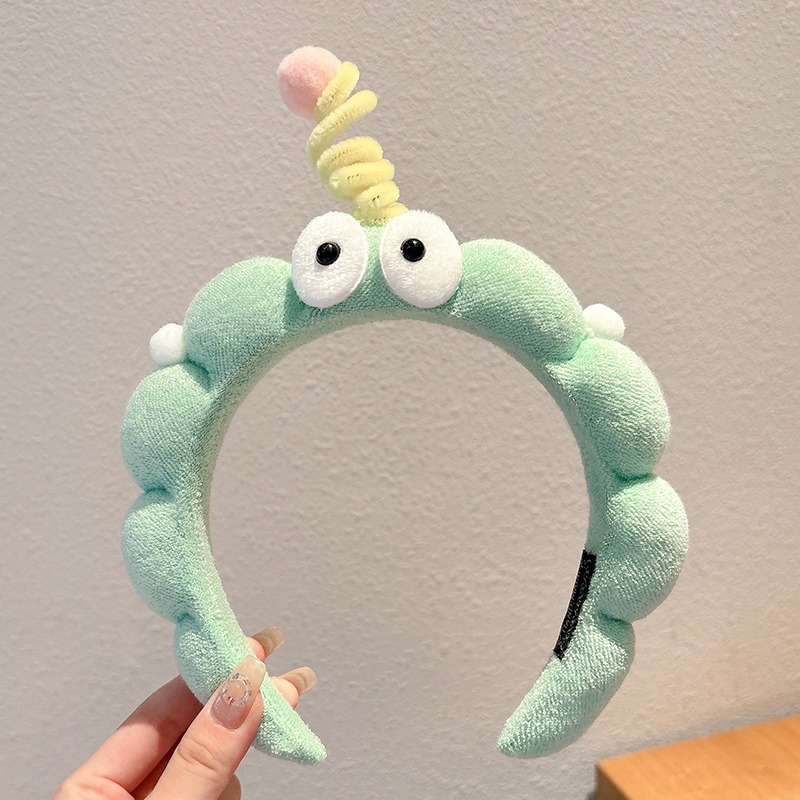 Hermosos ojos grandes torsión varilla esponja banda de cabello para mujeres creativa extraña banda de cabello antideslizante tocado de lavado de cara broca de cabello
