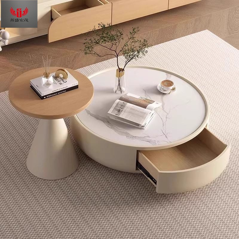 Gabinete de piso de tipo casa grande y pequeño con aire crema de madera sólida tabla de roca mesa de té sala de estar hogar color tronco estirado gabinete de televisión combinación