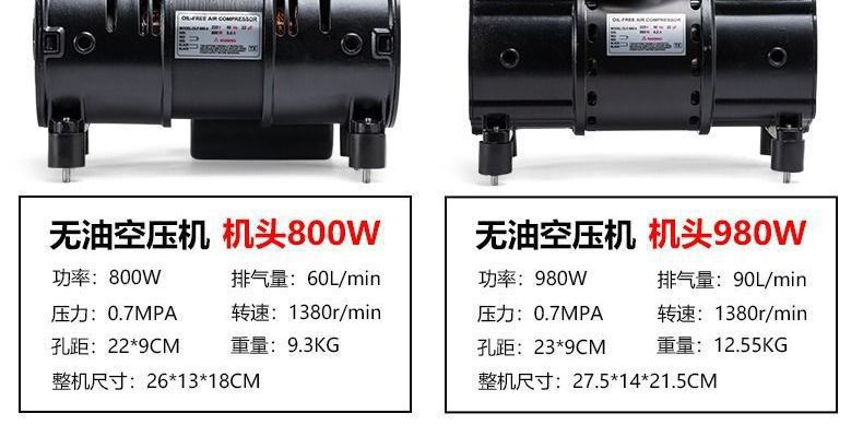 Oil-free silent original air compressor head motor vacuum pump 220V air pump head air compressor