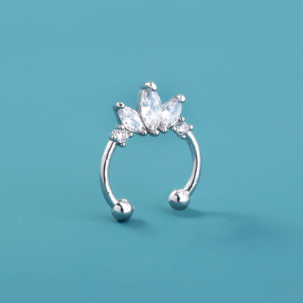 personality trend nose studs micro-studded piercing false nose ring crown nose clip zircon accessori