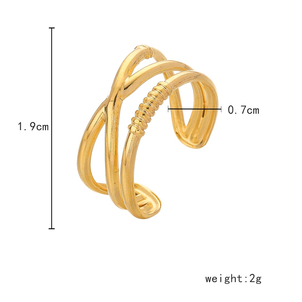 Mode Géométrique Acier Au Titane Placage Plaqué Or Anneau Ouvert display picture 11