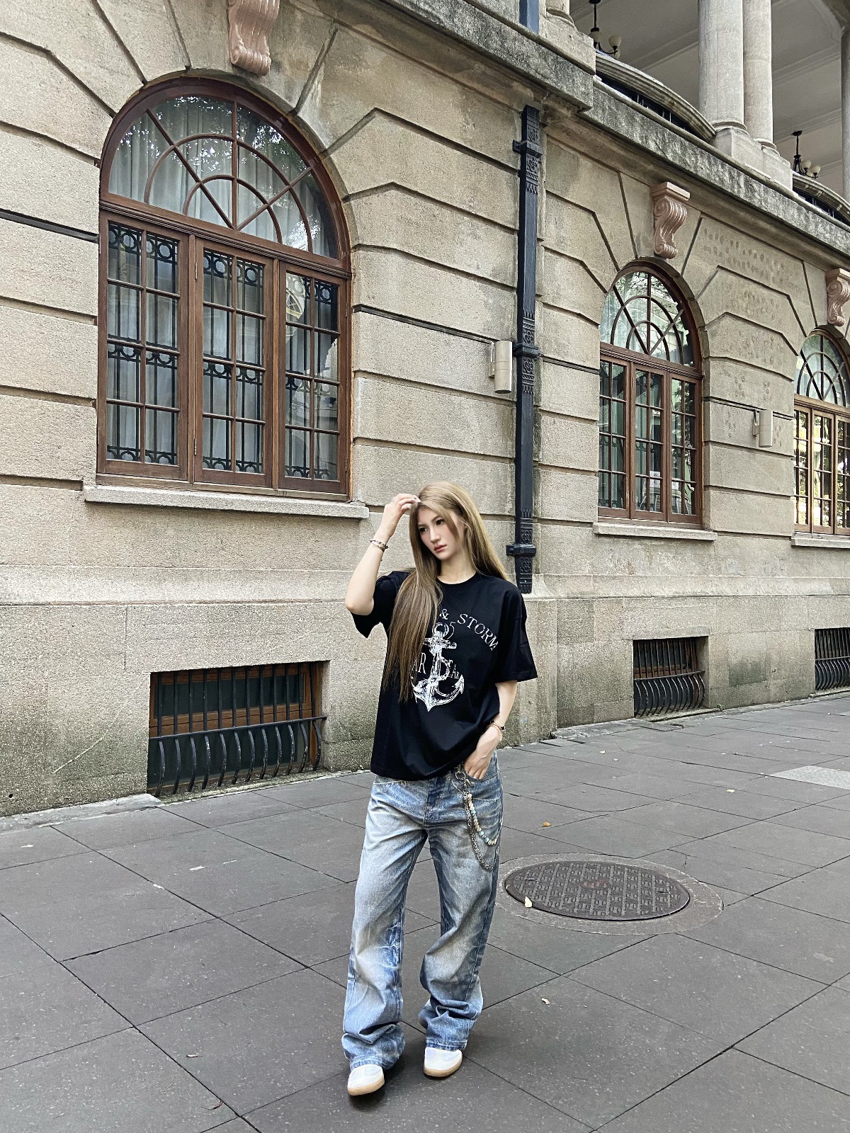 Vintage American Style 3D Printed Striped Cat Whisker Loose Straight Leg Jeans For Men And Women​​_viptrois.com