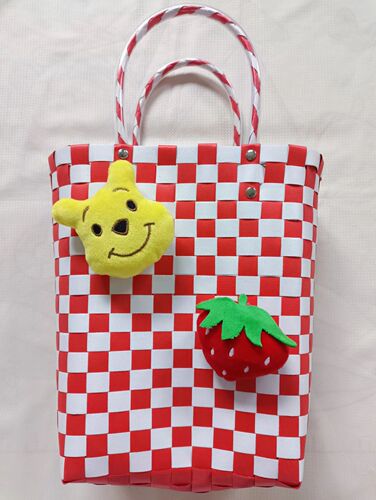 Xiaohongshu shopping basket colorful shopping basket fashionable handbag beach bag picnic basket handmade woven basket