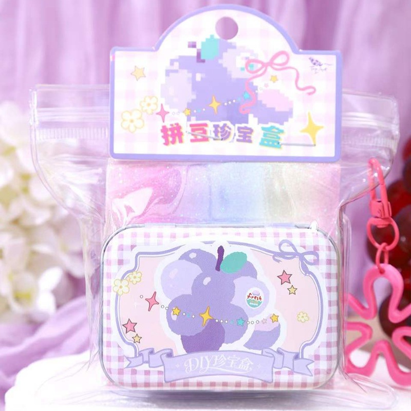 Caja de tesoros de frutas a través del hielo DIY caja de tesoros de frijoles conjuntos hechos a mano de una niña corazón de sueño caja de regalo de almacenamiento