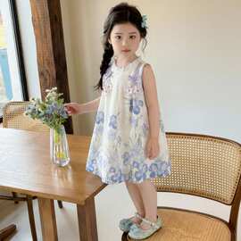 女童夏装连衣裙2026夏季新款女宝宝甜美镂空花布背心裙洋气公主裙