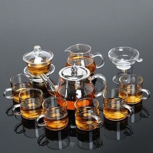 Heat-Resistant Glass Tea Set Set Household Complete Set of Teapot Glass Kung Fu Tea Set Tea Leakage Pu'Er Flower Tea Cup