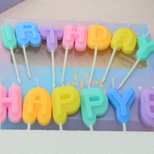 New Korean ins macaron color letter candle happy birthday baked birthday cake candle