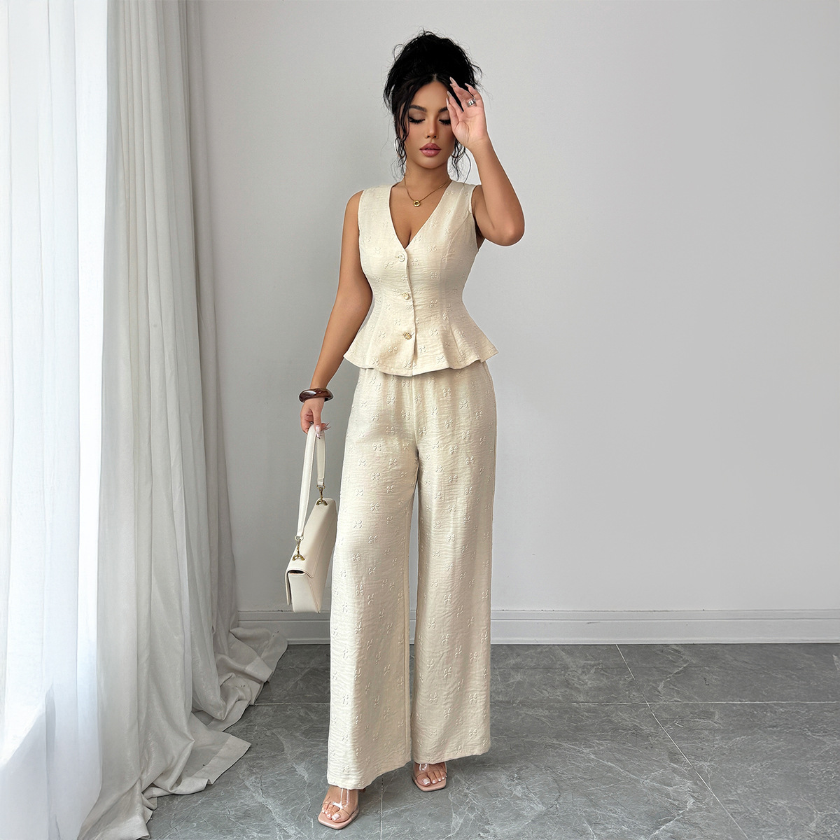 Women's Slim Fit Denim Style Suit Commuter Solid Color Spring Summer Collection Stay Stylish And Comfortable_ecoleips.com