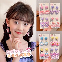 韓国風子供用ピアス、イヤークリップ、ノンホールピアス、女の子用クロミピアス、スイートプリンセスジュエリー、かわいいベビーピアス