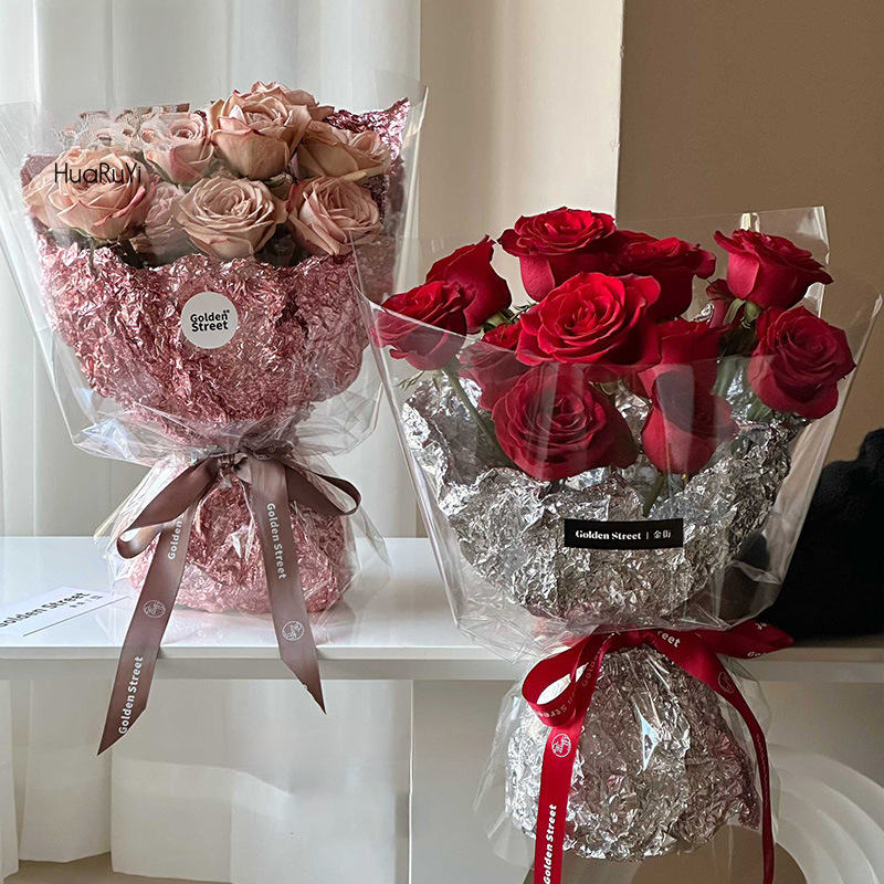 情人节塑形锡箔纸巧克力糖果银色包花造型内衬手工花束鲜花包装纸