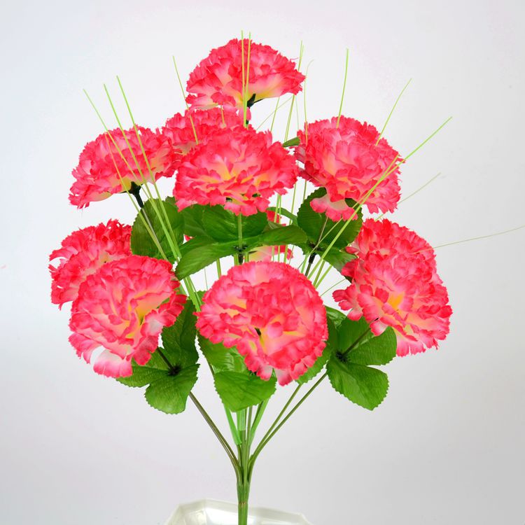 Henan Photos Pantalla Flor artificial 12 Clavel de rama verde afrutado Decoración Flor Ramo del Día del Maestro