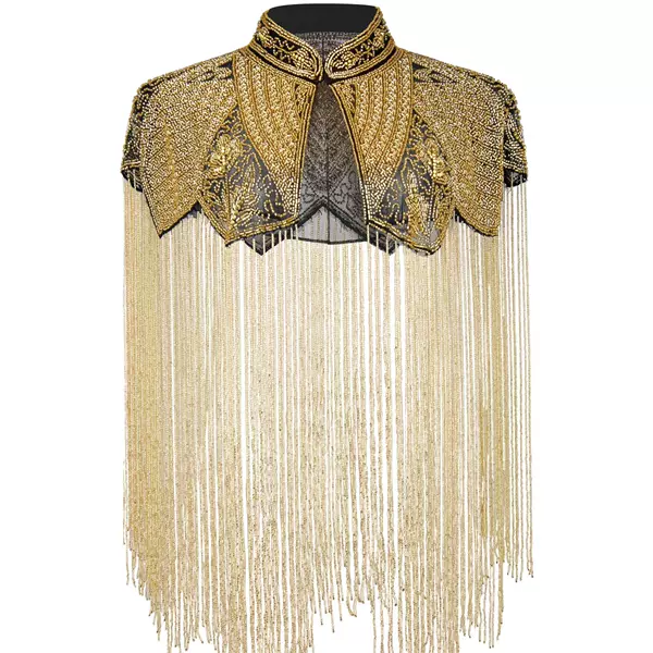Beaded Dress Shawl for Women Indian Heavy Industry Banquet Party Pure Handmade Long Tassel Evening Dress with Cape Cross-Border