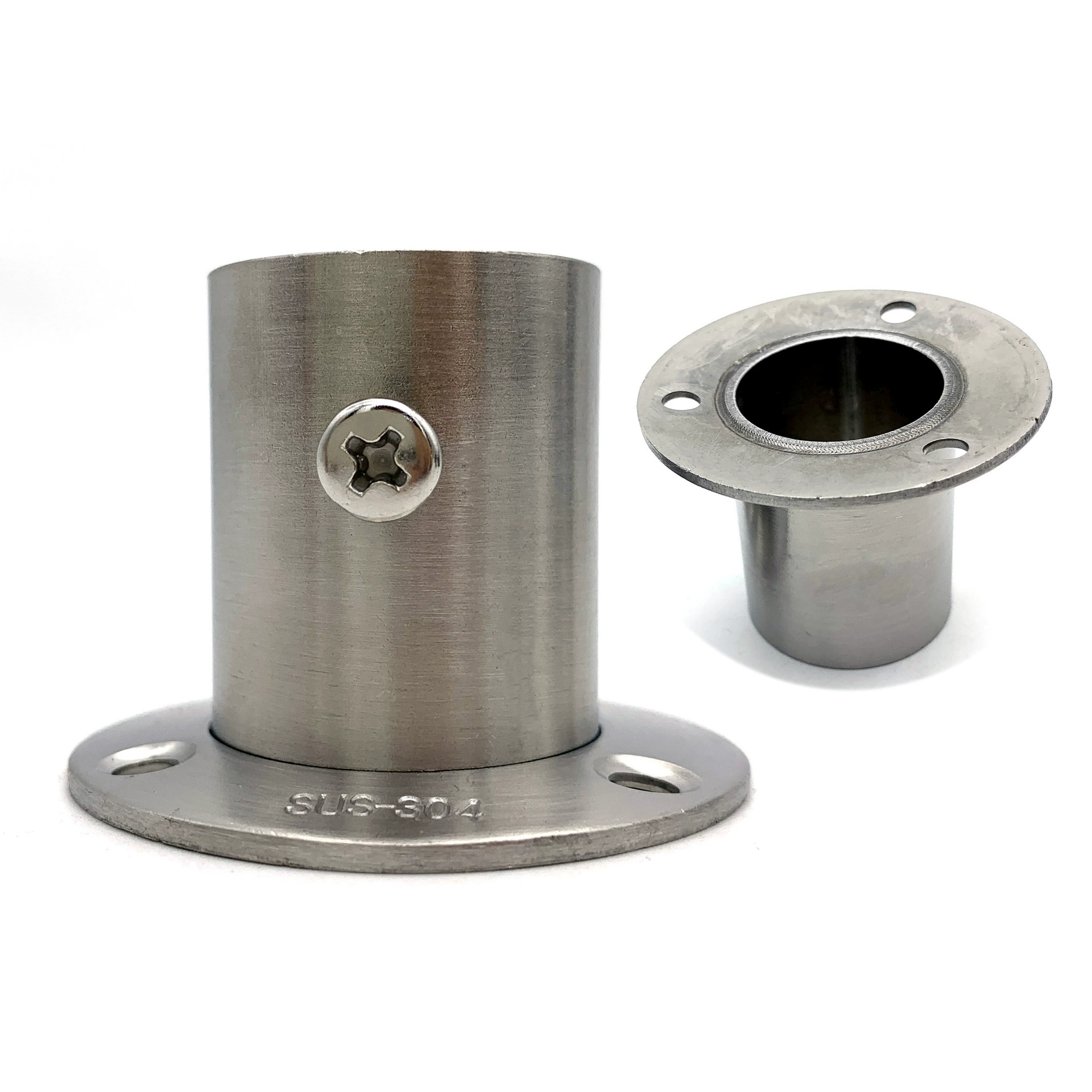 Stainless steel thickened high-leg flange seat clothes rack, rod seat, round pipe seat, high flange seat manufacturer wholesale