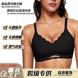跨境内衣一片式无痕女士网纱透气聚拢无钢圈文胸薄款日常舒适bra