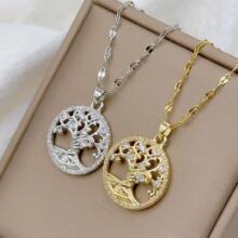 爆款生命树轻奢气质华丽满钻项链女网红百搭锁骨链双色可选