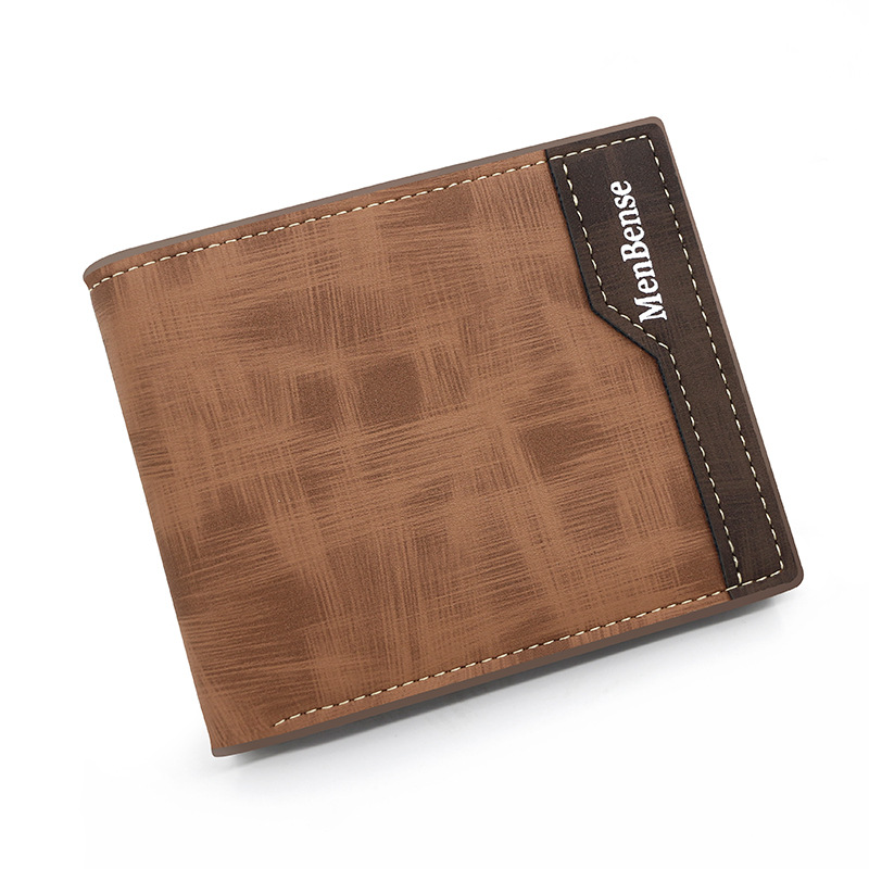 Nuevos hombres de la manera simple costura PU cartera corta cartera titular tarjeta monedero fábrica al por mayor