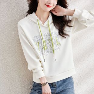 Shipped air cotton autumn new letter printing pattern decoration casual comfortable all-match long sleeve hooded sweater