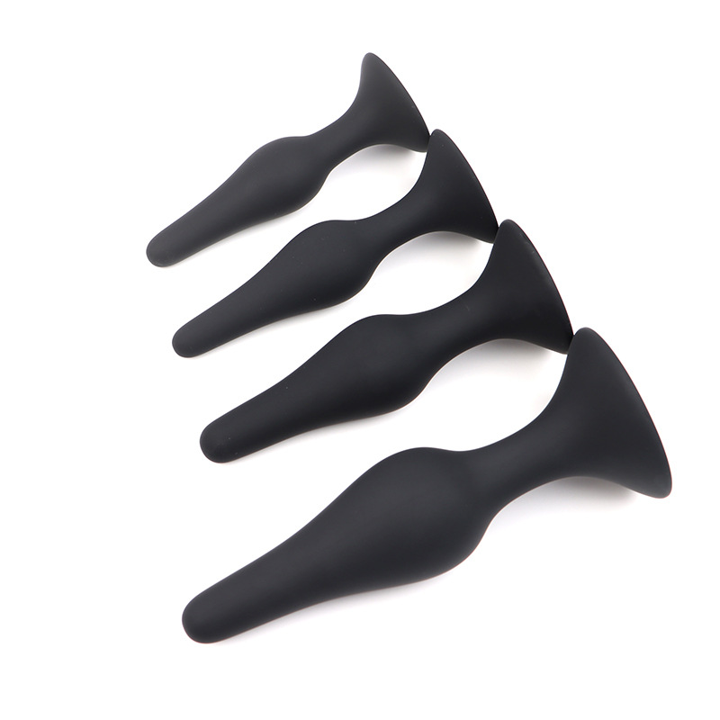 Suction Cup Anal Plug, Silicone Anal Beads Training Strip, Black — detail image 7