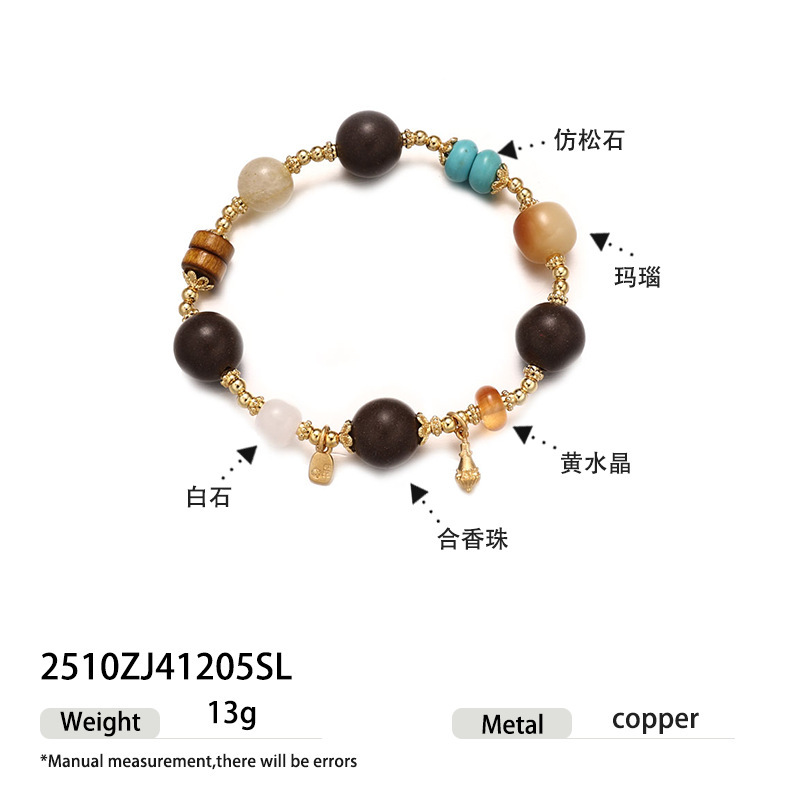 China estilo retro piedra de pino amarillo cristal ágata perlas de piedra natural ágata cuentas pulseras pulseras