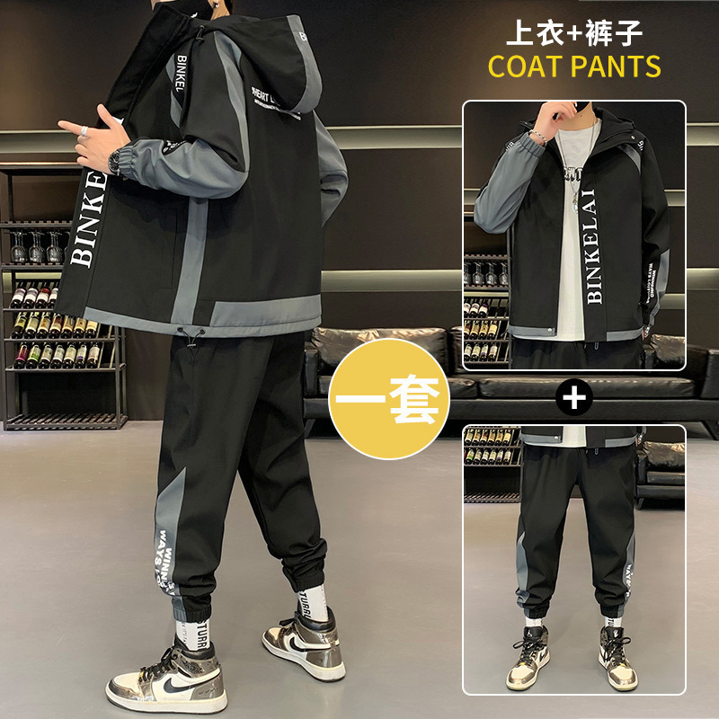 D03 - 3 hombre primavera y otoño estilo de moda coreano nuevo juego de chaqueta deportiva casual