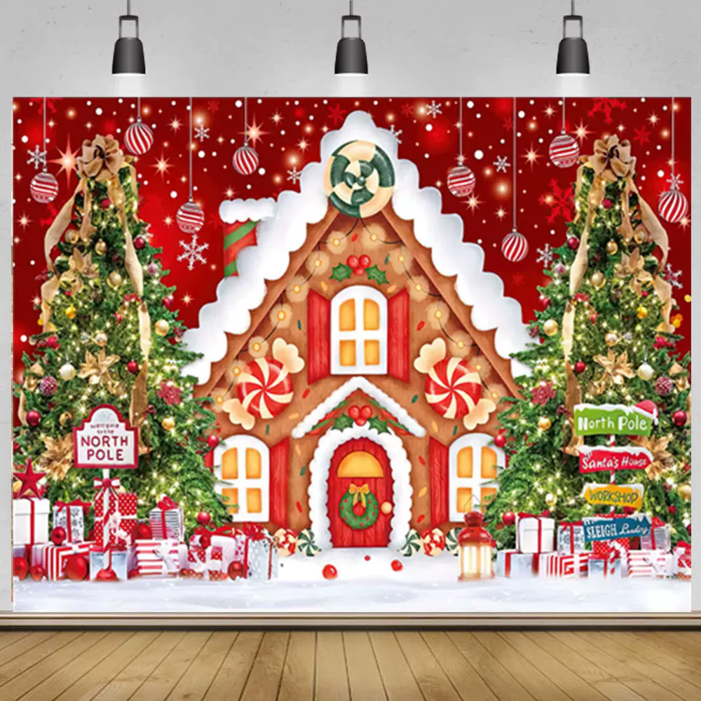 亚马逊跨境圣诞树节日装饰背景布儿童拍照摄影背景布新年摄影背景