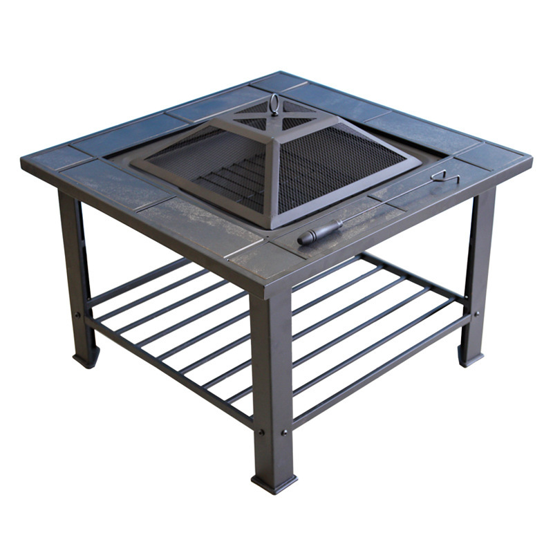 Barbacoa de hierro forjado, estufa, brasero, patio interior, azulejos de barbacoa estadounidenses, mesa de estufa, mesa de barbacoa, té hervido