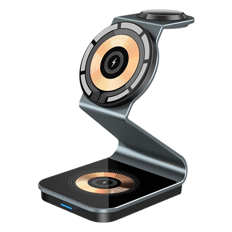 Cargador inalámbrico magnético qi2 al por mayor de fábrica adecuado para la personalización de la base de carga inalámbrica tres en uno de Apple 15W