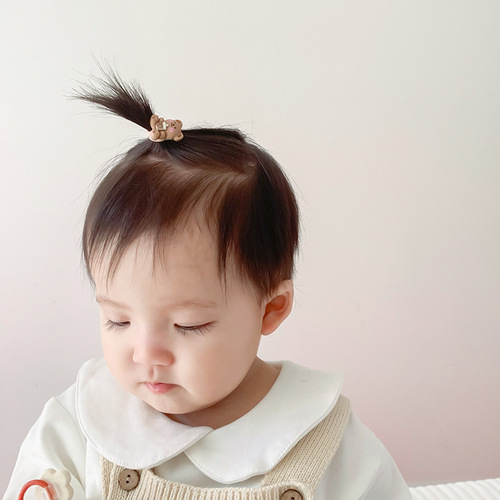 Cartoon non-damaging hair band for children, cute little chirp hair band, cute little coffee color rubber band, baby bear hair band headband