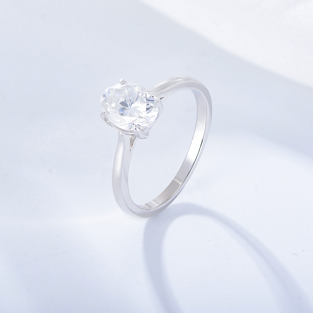Water Plating Gold Plating Process 14K Real Gold Plated, Rhodium Plated Plating Material 925 Sterling Silver Zircon Oval Rings