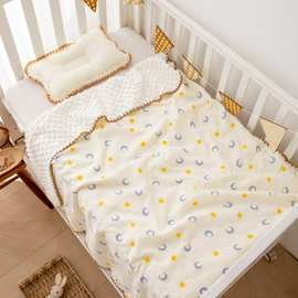 四季绉布豆豆毯纱布盖毯新生儿柔软童被幼儿园午休空调小E18