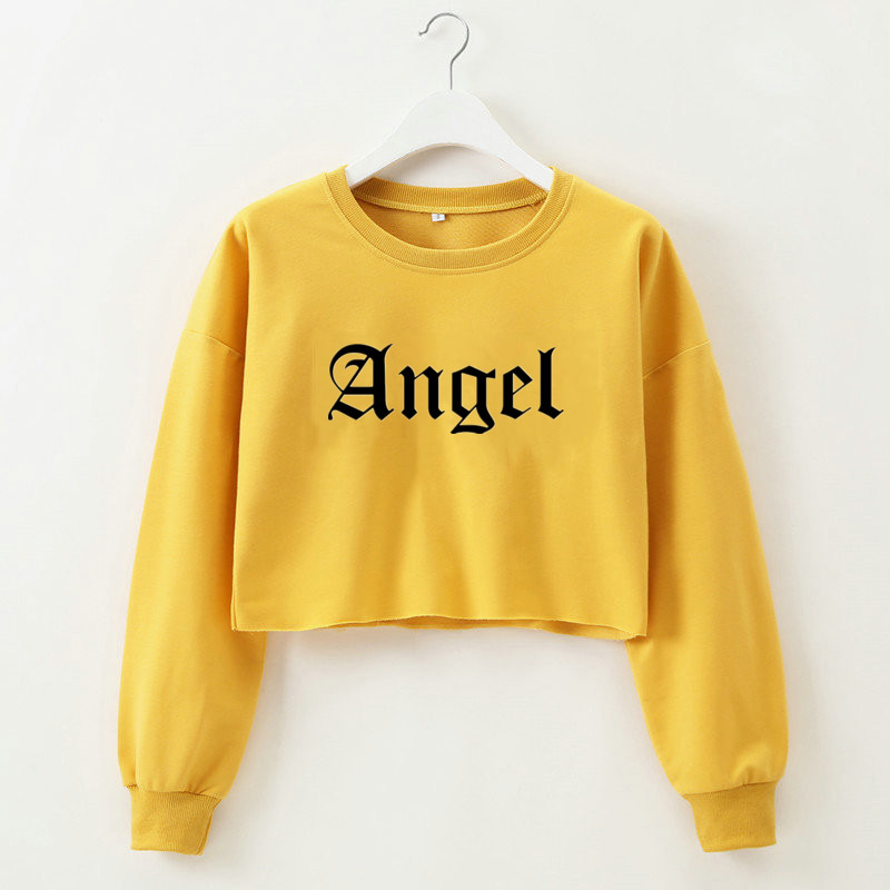 Angel Angel Sudadera corta de manga larga con estampado de letras NSOSY111524