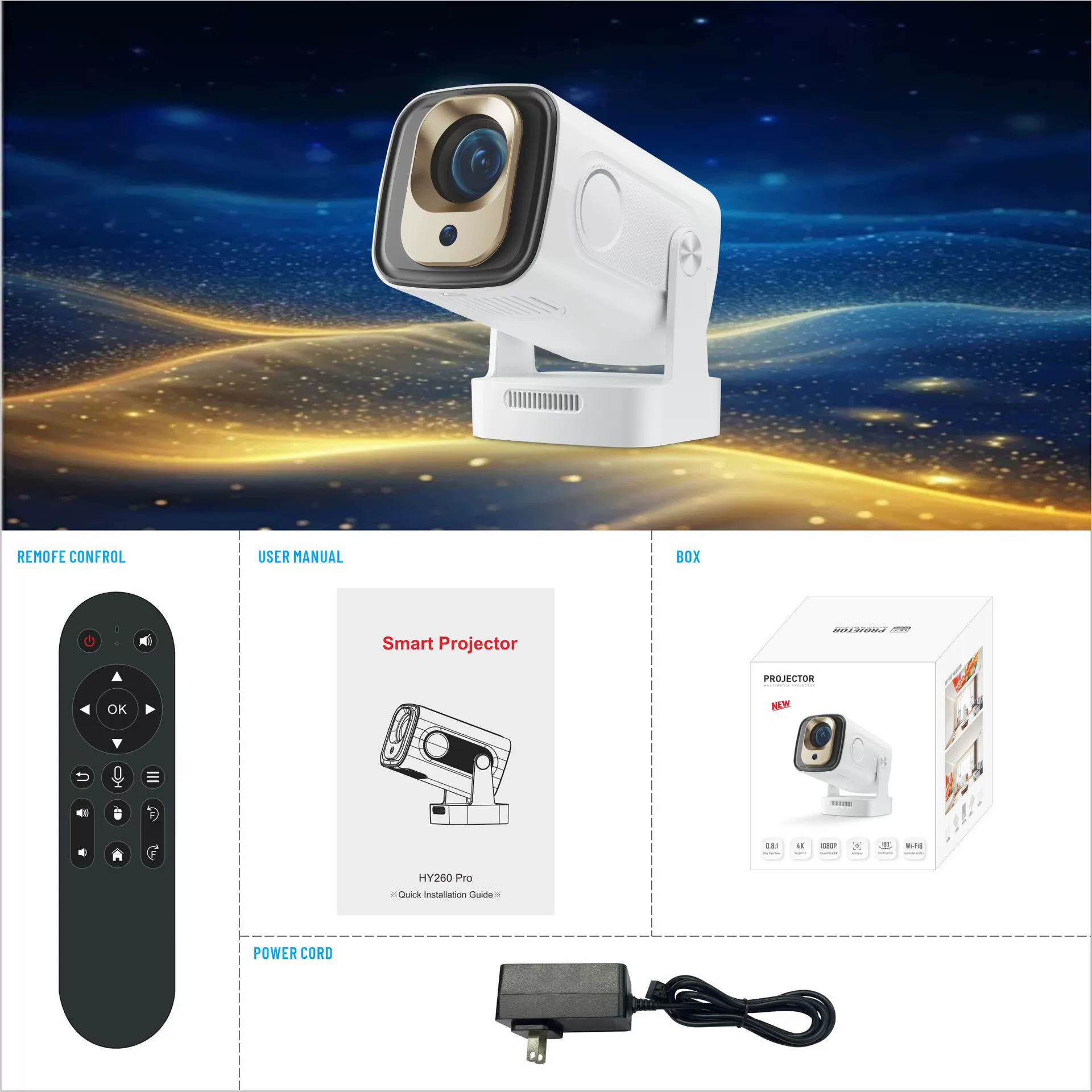 HY260 PRO projector H713 Android 11 projector automatic focus HD Bluetooth mini home projector