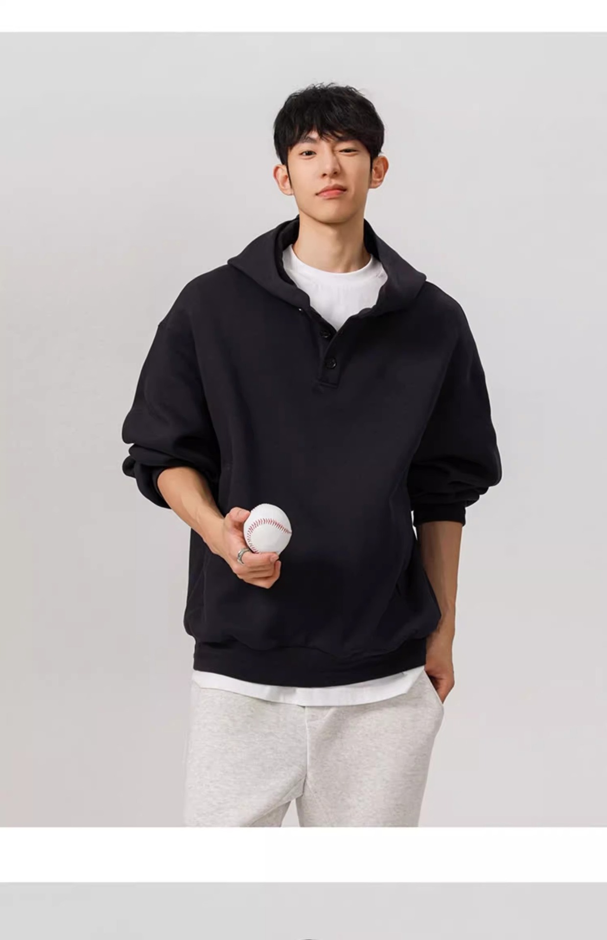 Felpa con cappuccio unisex in stile Hong Kong – Stile streetwear oversize con bottoni (M-3XL, 2 colori)_voghion.com