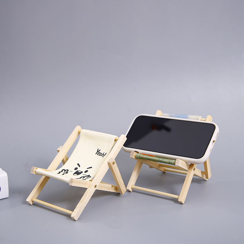 Wholesale wooden beach chair mobile phone holder mini doll accessories photo props mini toy model home