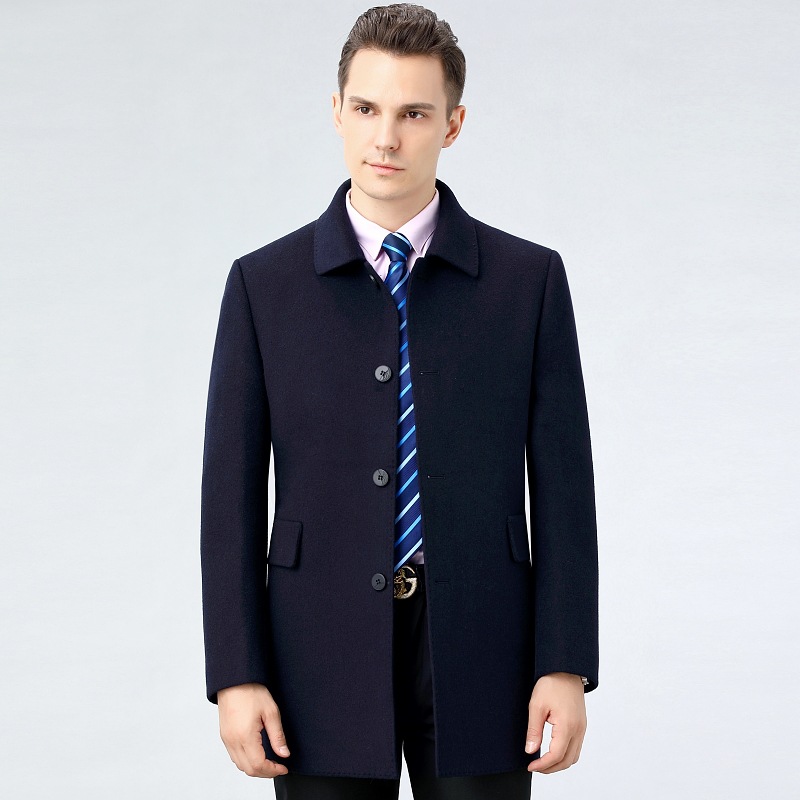 Woolen winter double-sided cashmere long woolen coat for boys with…