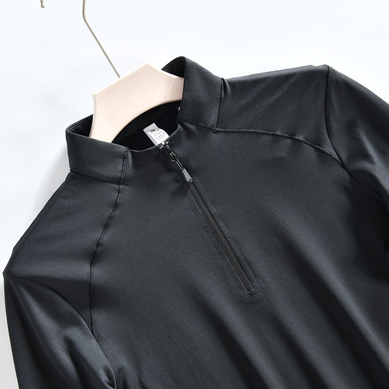Men's Clothing Outdoor 3D vertical cutting high elastic sports leisure stand collar quick drying bottom long sleeved T shirt sweatshirt_voghion.com
