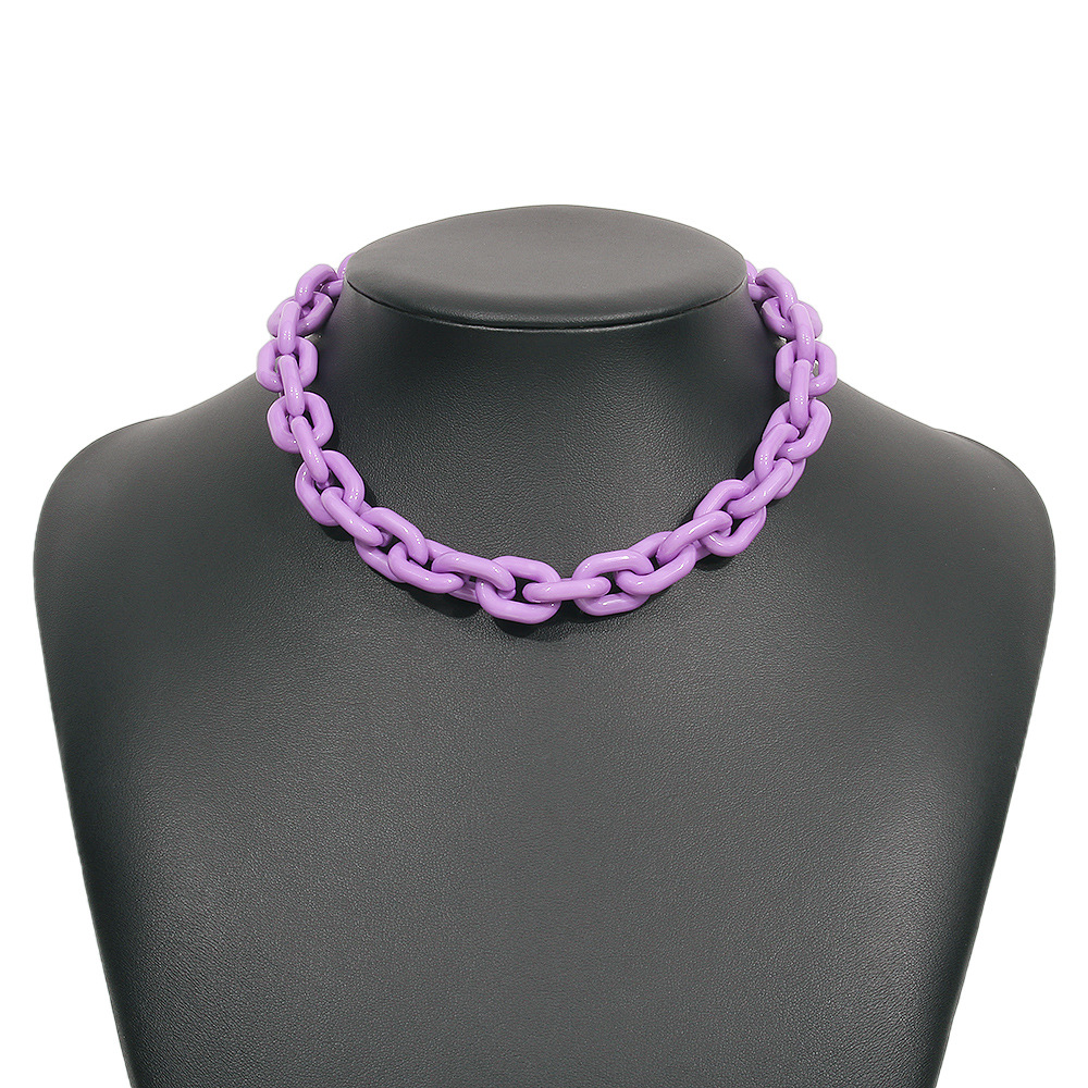 wholesale jewelry punk style color thick chain necklace nihaojewelry