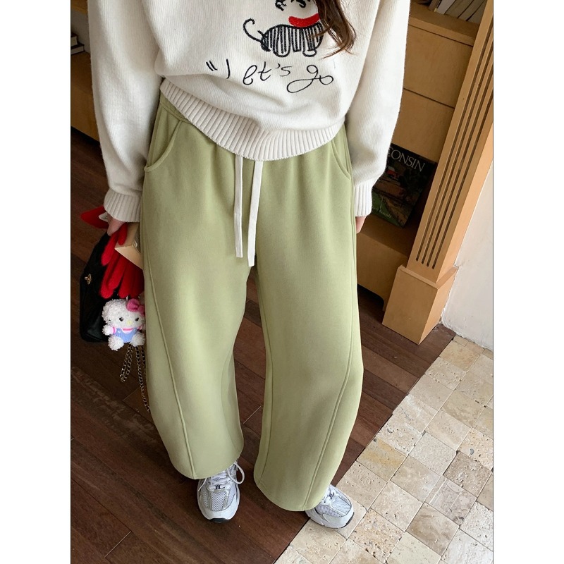 3th Morning 慵懒纸片人 弯刀剪裁阔腿宽松加绒休闲裤ZY3622