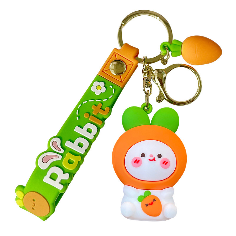 Cute llavero de dibujos animados verduras rábano conejo llavero de automóviles colgantes bolsas colgantes joyas pequeños regalos al por mayor