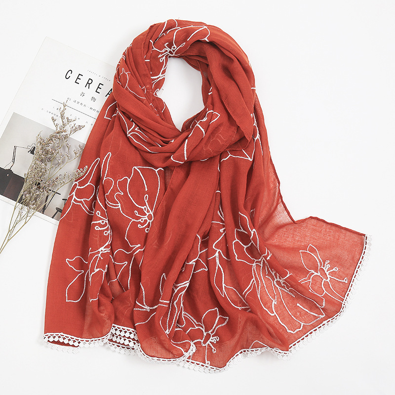 200g Weight Silk Scarf Classification Holiday, Daily Occasion Polyester Material Flower Pattern Spring, Autumn Season Women's Gender Sweet, Pastoral Style Women's Sweet Pastoral Flower Polyester Silk Scarf 1