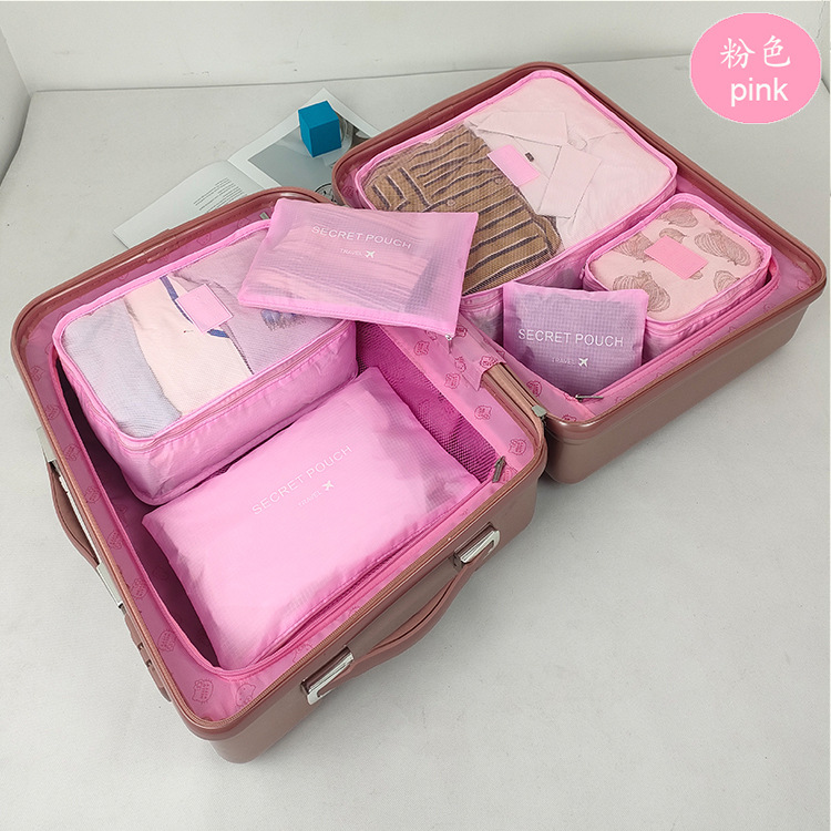 Ropa transfronteriza Bolsa de almacenamiento de viaje de 7 piezas Bolsa de lavado de clasificación de ropa interior Bolsa de almacenamiento de siete u ocho piezas Bolsa de zapatos