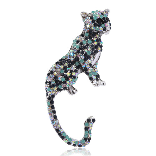 European and American retro rhinestone animal brooch men's suit cheetah pin accessories fashion corsage jewelry wholesale