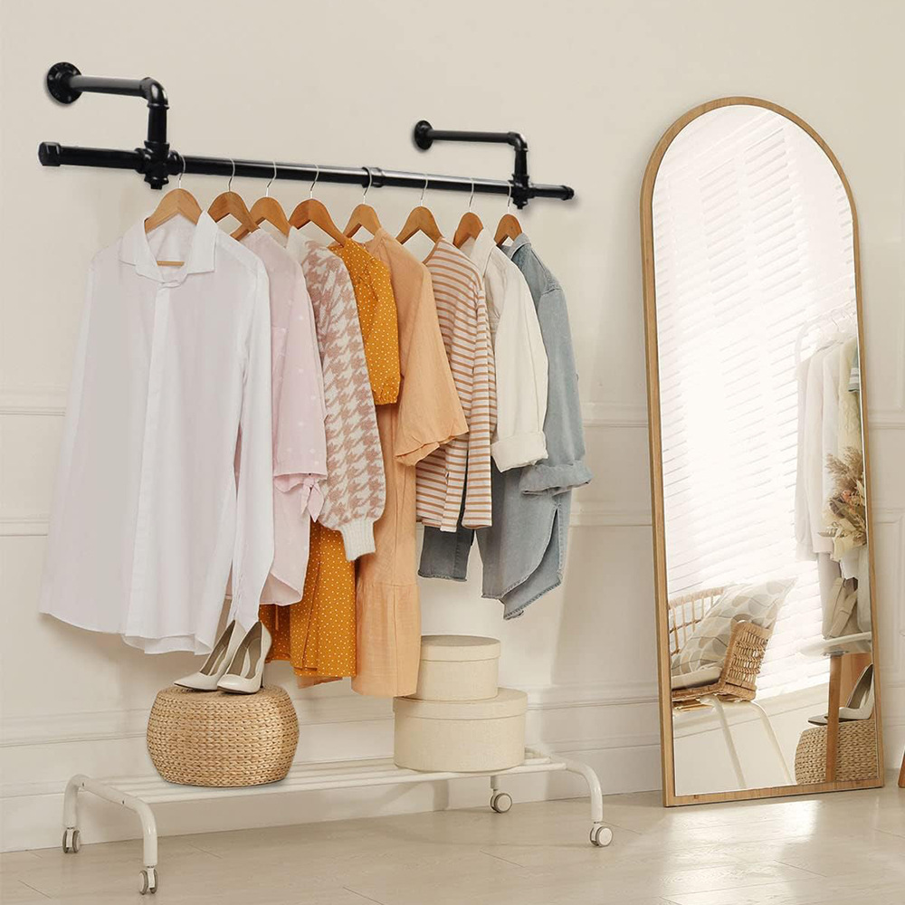 Industrial Pipe Hanger Wall-mounted Garment Rack Multi-functional Hanging Rod Suitable for Closet Bathroom Cabinet Hanging Clothes
