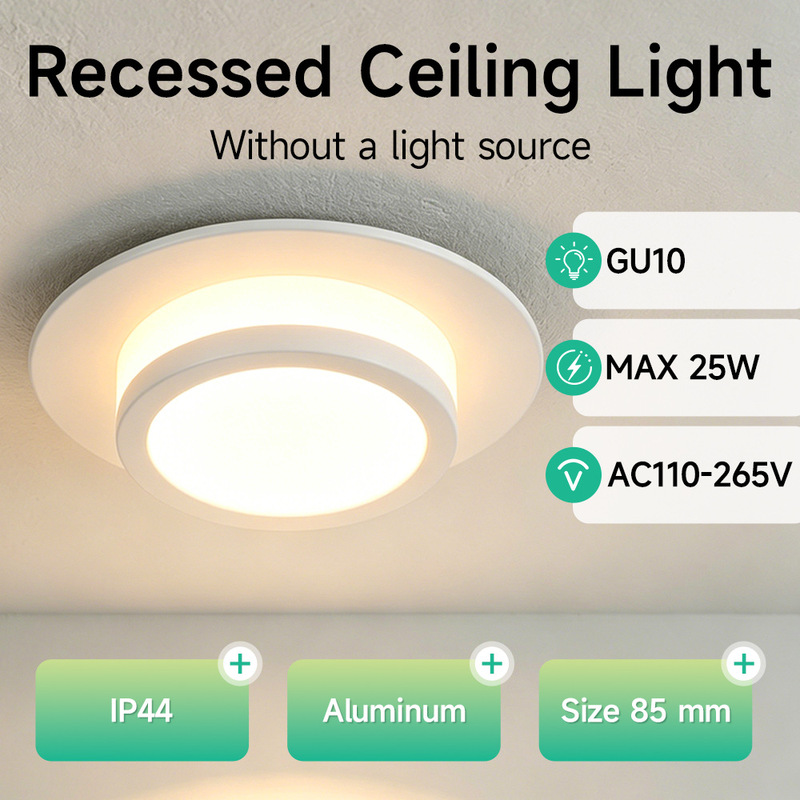 Household anti-glare GU10 downlight with replaceable light source, 75mm cutout, 110V wide voltage, horizontal embedded spotlight, waterproof aluminum material