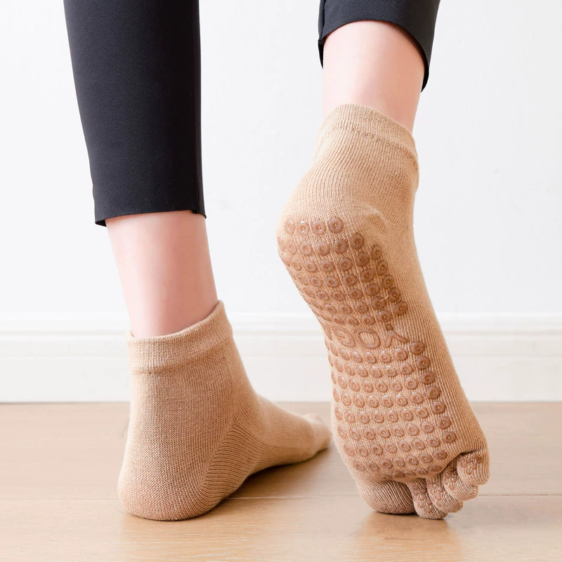【Хитовая продукция】Женские носки из combed cotton пять пальцев противоскользящие, Dispensing (распределение) Танцевальные спортивные фитнес профессиональные гайковая йога носки
