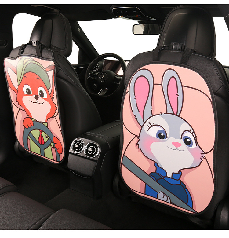 2024 car seat cushion four seasons universal seat back four seasons universal cute cartoon high-end car seat back anti-kick pad