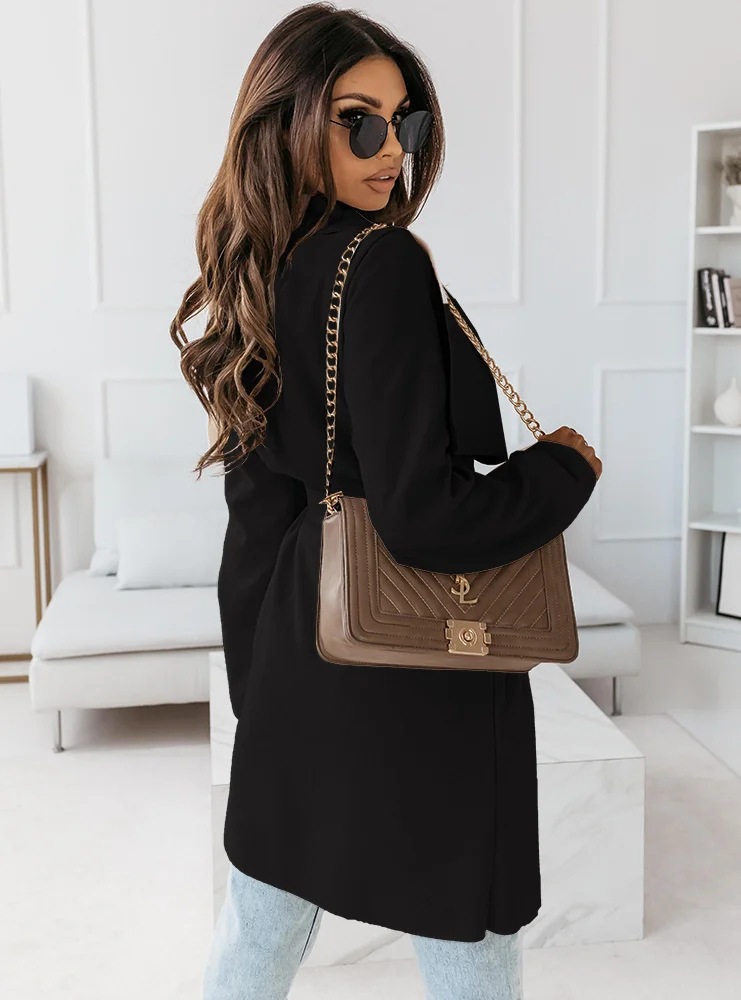 Lapel Solid Color Long Trench Coat