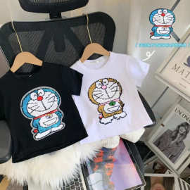 翻转亮片 外贸儿童纯棉短袖T恤夏新款洋气珠片变色卡通男女童上衣
